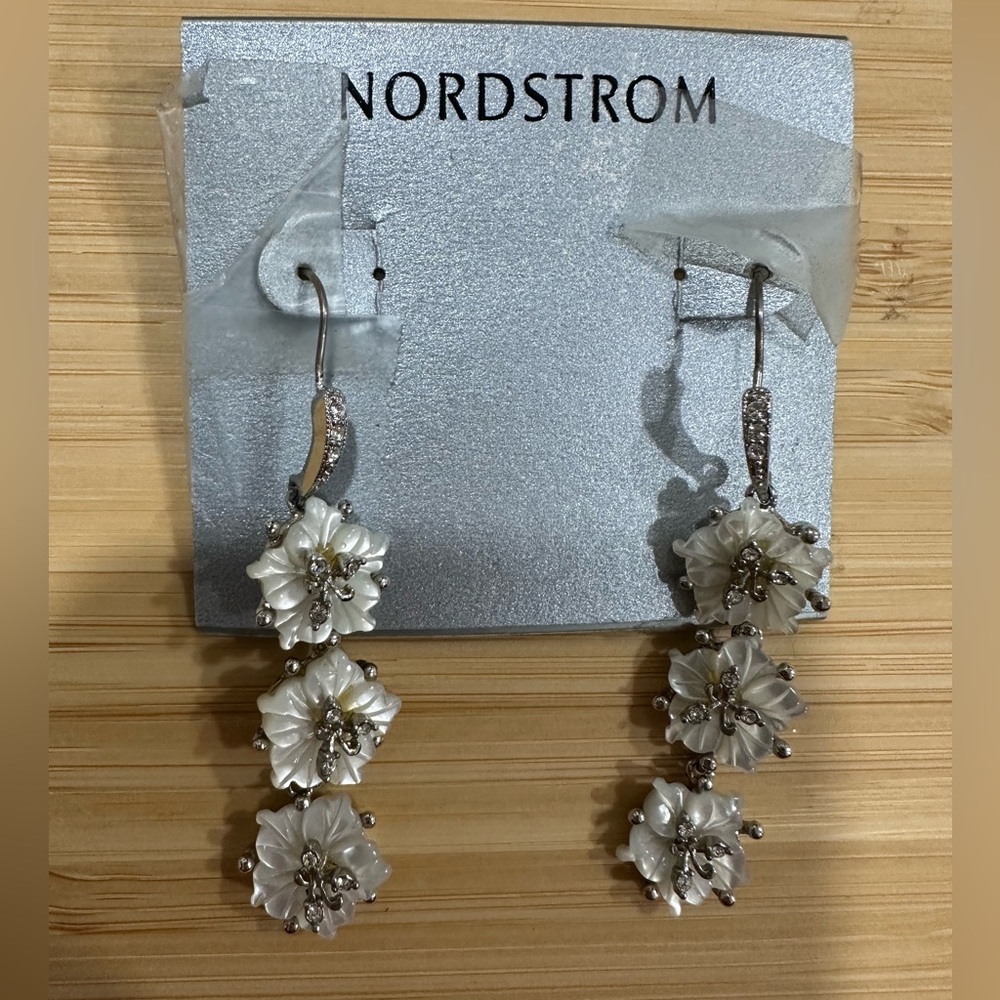 Nordstrom White Floral Dangle Earrings